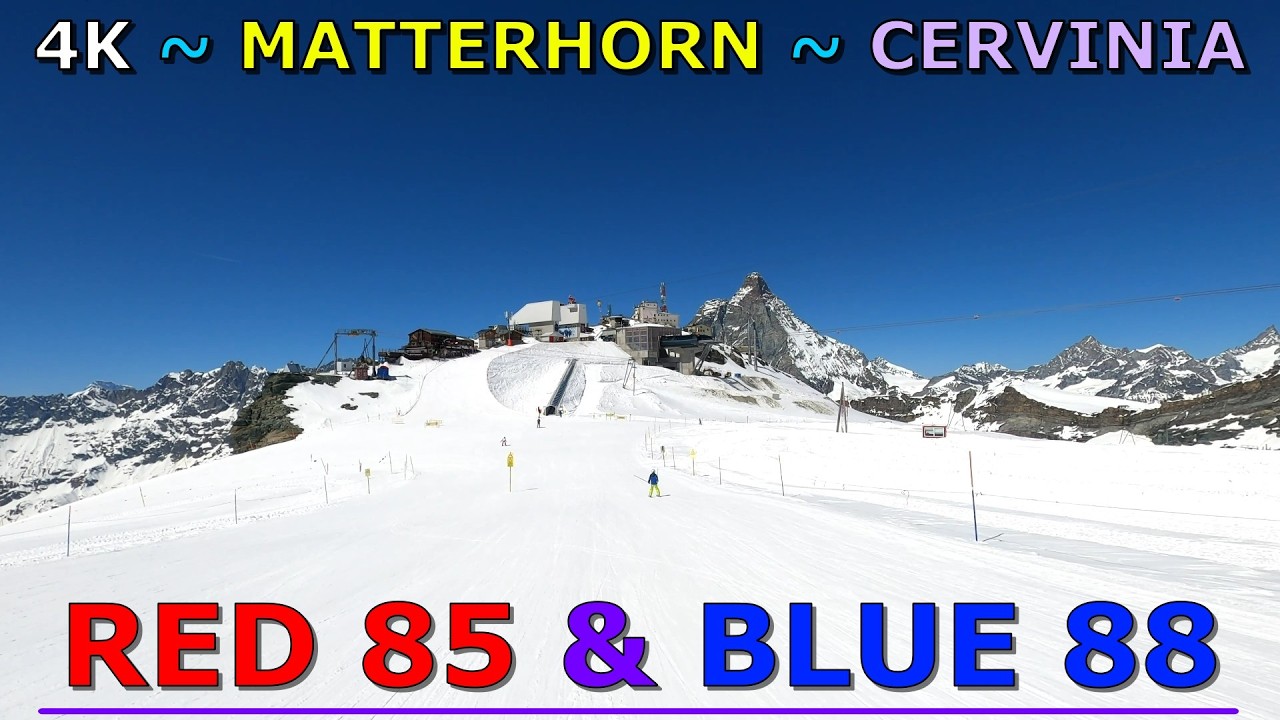 Europe Italy Cervinia Skiing ❄️⛷️ Red 85 Blue 88 | GoPro 4K POV with my Kids | Matterhorn