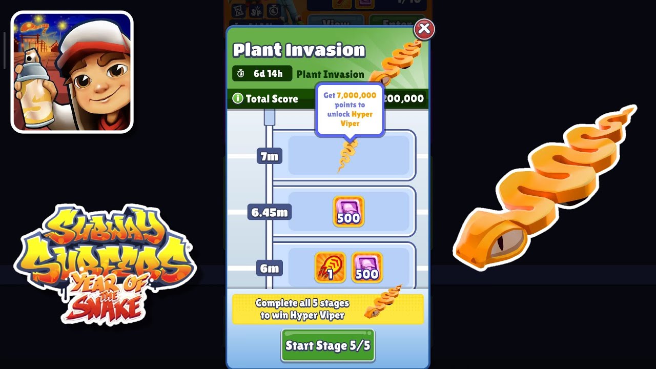 Subway Surfers Luoyang 2025 : Plant Invasion Challenge Unlocking Hyper Viper