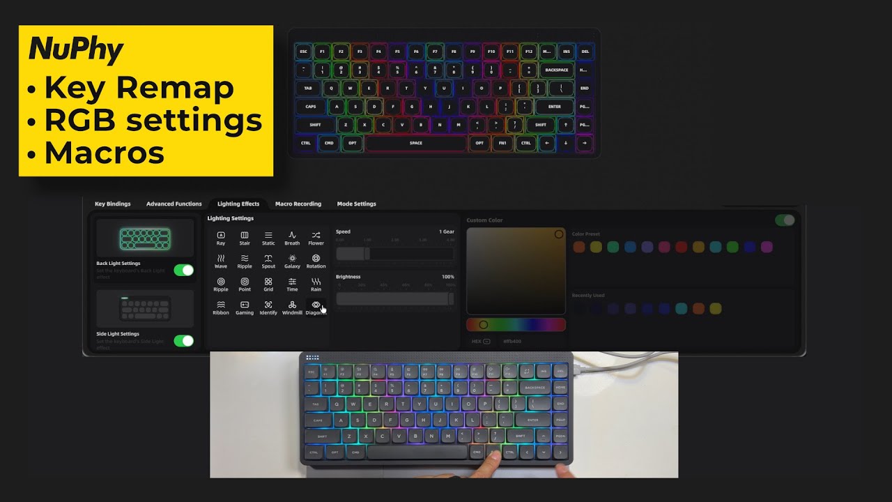NUPHY.IO TUTORIAL: key remapping, macros, RGB lights & shorcuts | Nuphy mechanical keyboard
