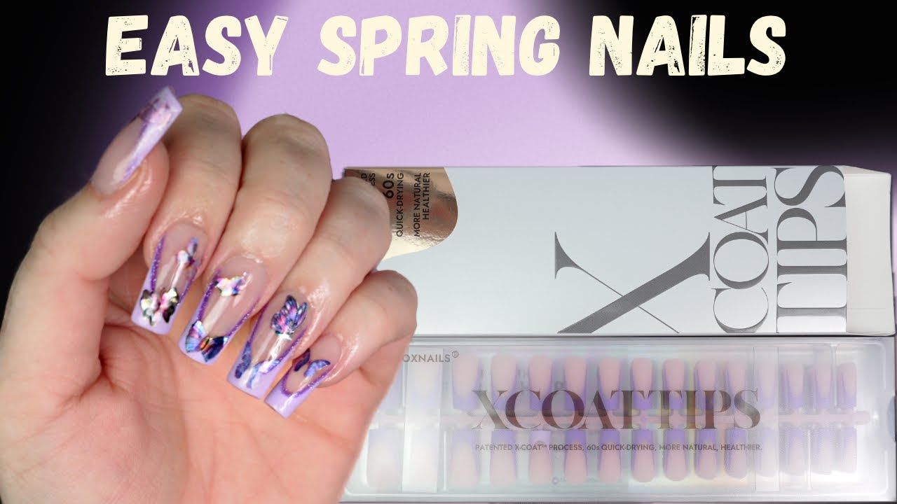 Easy Purple Spring Nails with BTArtBox XCOAT Tips | Beginner-Friendly!