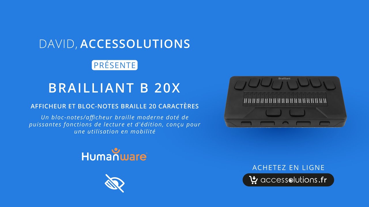Nouveau bloc-notes/afficheur braille BRAILLIANT BI 20 X • Humanware • pour personnes aveugles