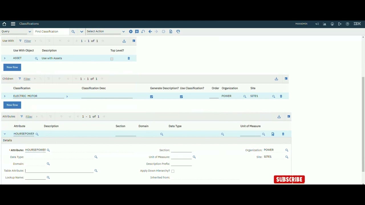 Creating Classification in Maximo