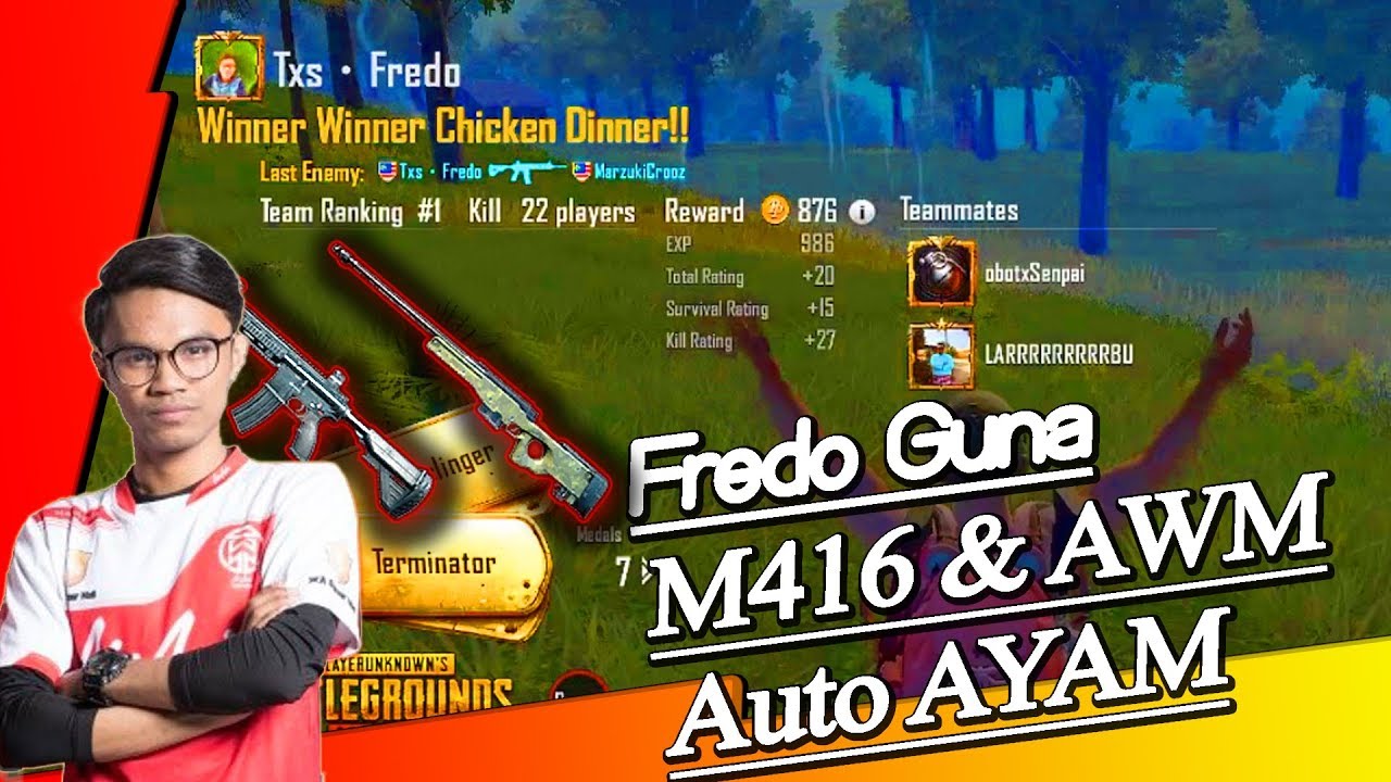 Fredo Guna M416 & AWM Auto Chicken Dinner 22 Kills | PUBG Mobile Malaysia