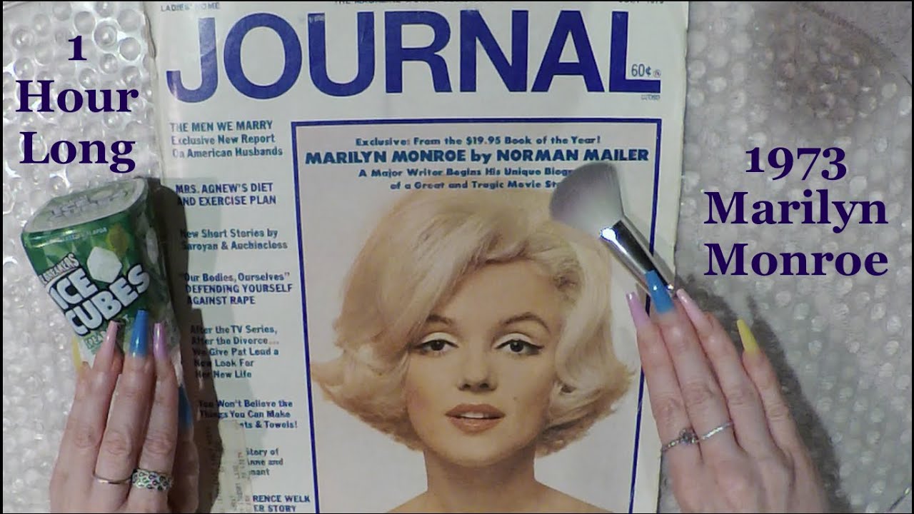 Hour Long Vintage Magazine Flip Through | Gum Chewing | Marilyn Monroe 1973 | Crinkles & Whispers