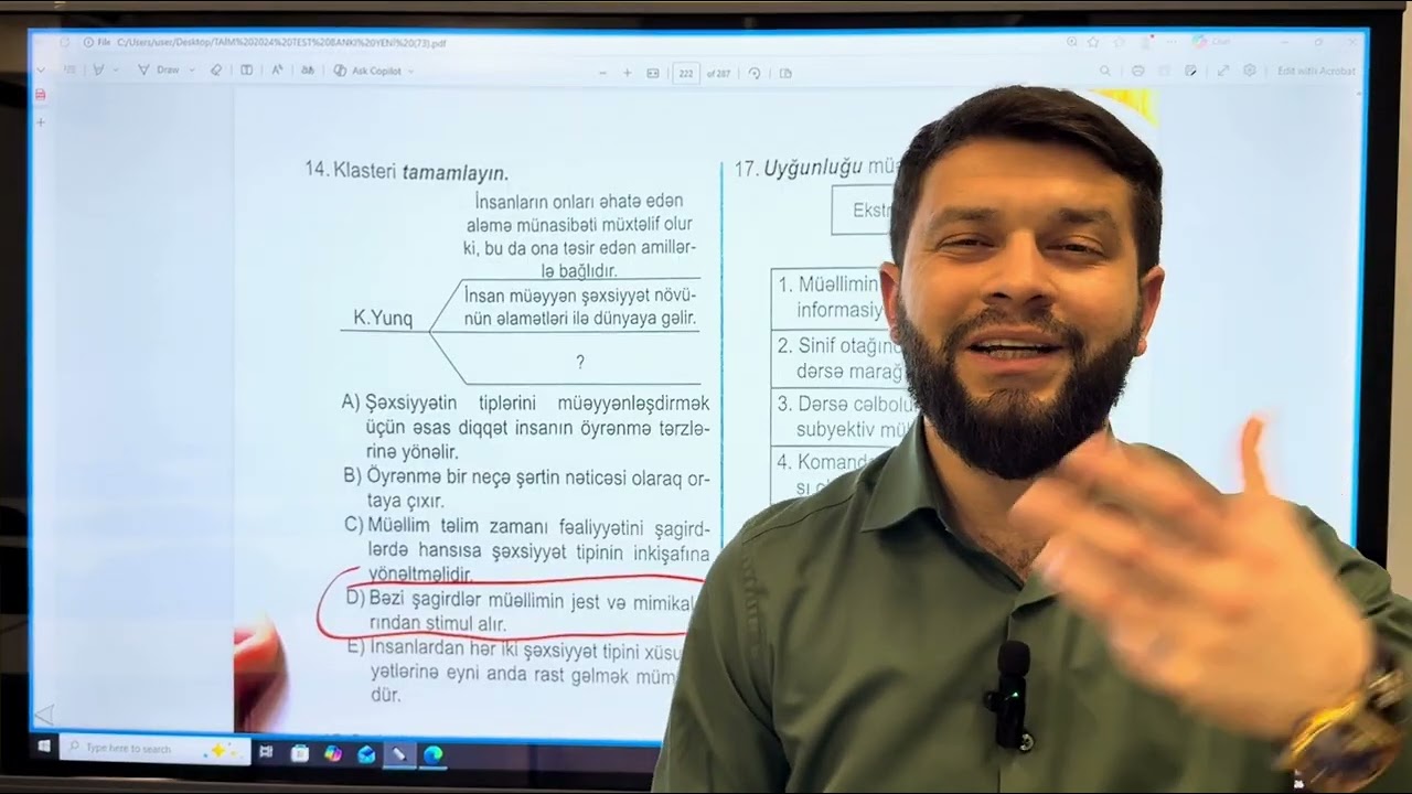 Şəxsiyyətin inkişafı və formalaşması | Test izahı | Elgün Əhmədov 0506977833 | 