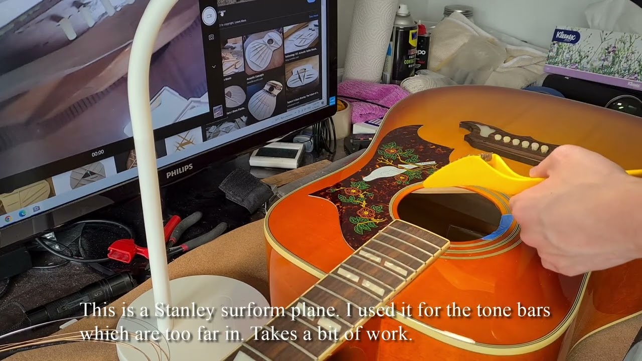 Improve Your Acoustic Guitar's Tone - Scalloping Braces on an Epiphone Dove (How To)