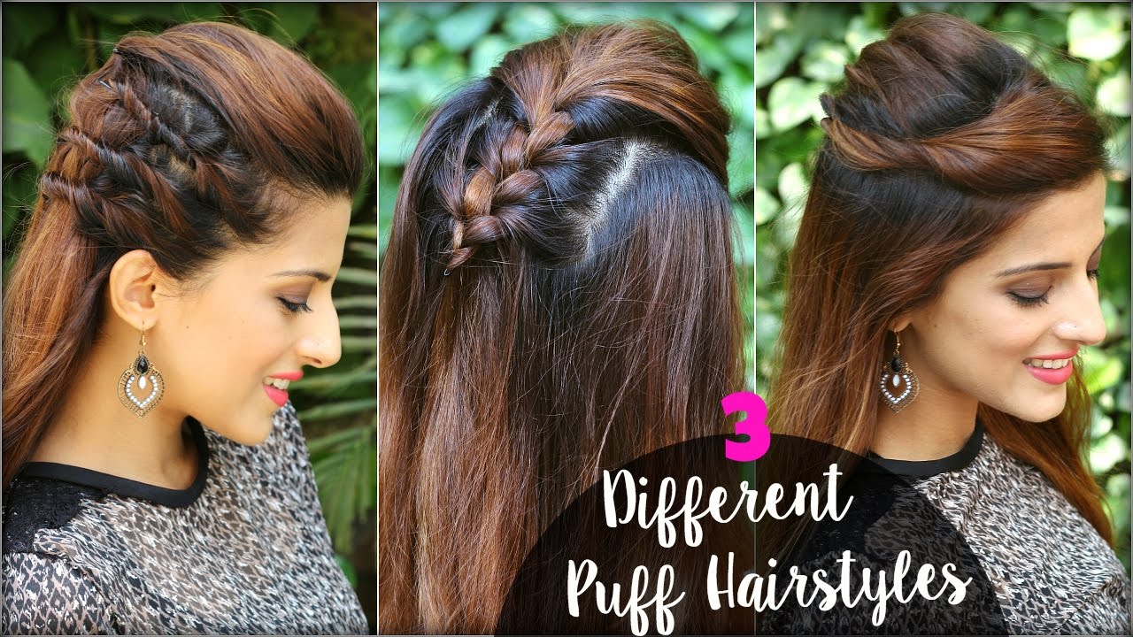 2 Min Different Hairstyles With Puff for College, Work/ Everyday Quick & Easy Hair Pouf Tutorial