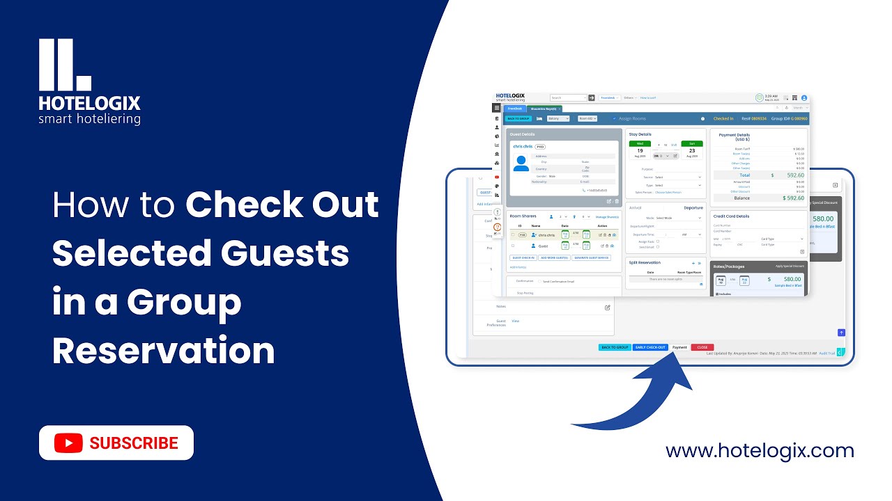 How to Check Out Selected Guests in a Group Reservation | Hotel PMS Tutorial