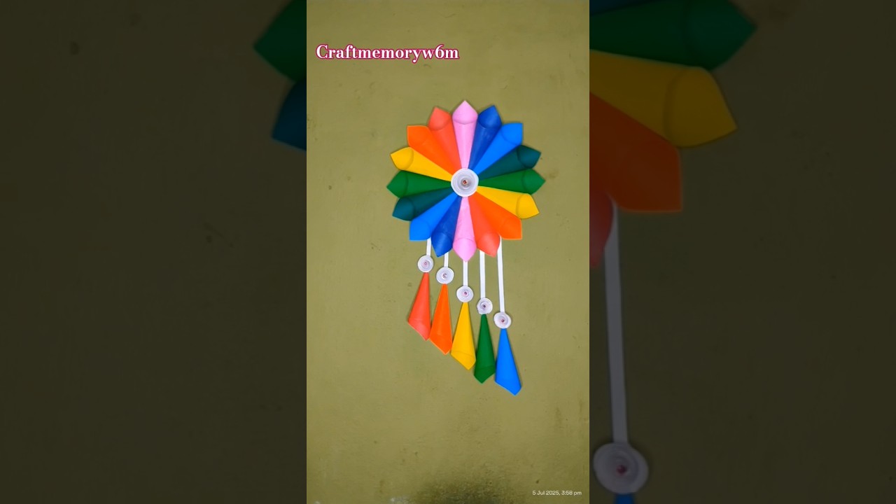 Multicolour paper craft wall decor ideas/#viral/#shorts/#papercraft/#wallhanging/#diy/#craft_memory