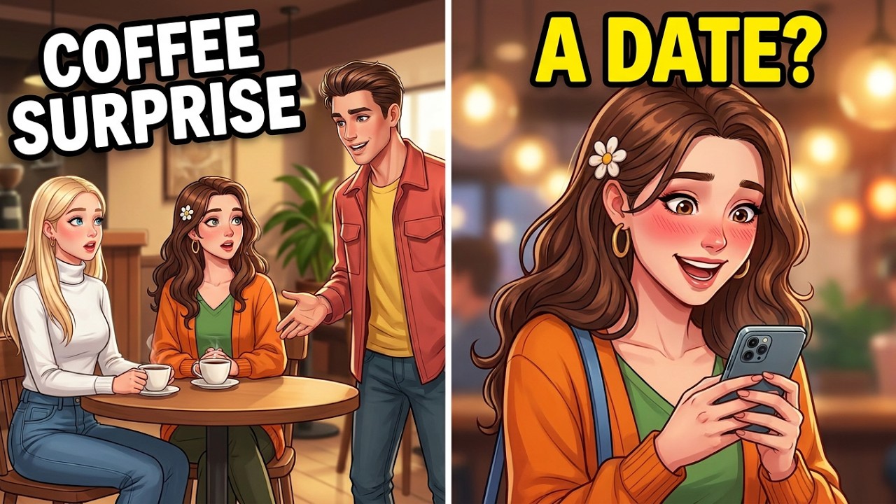 Он написал ей сообщение в кофейне ☕ | Изучение английского языка через истории (A1–A2)