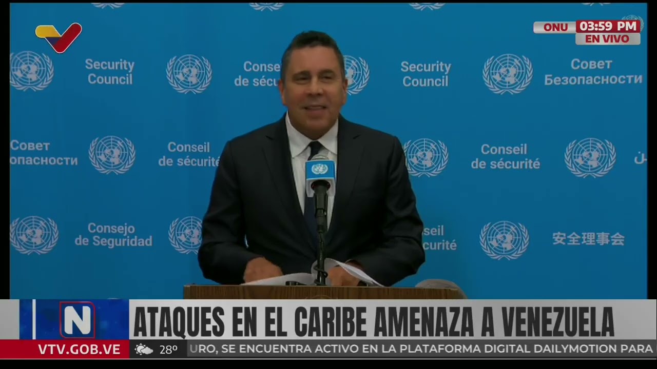 Samuel Moncada denuncia en ONU ataques de EEUU a lanchas, matando personas de Colombia y Trinidad