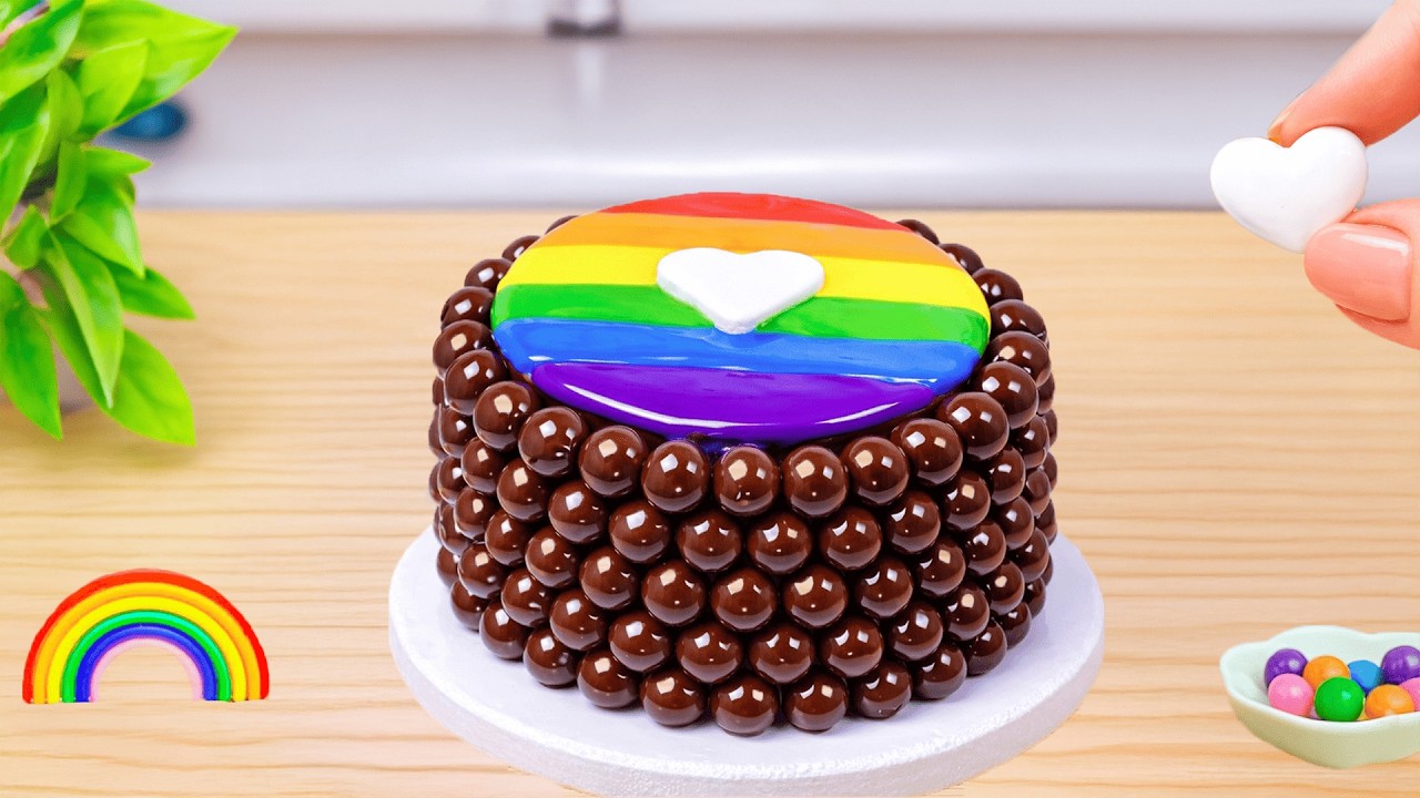 How to Make Mini Rainbow Cake 🌈Miniature Chocolate Rainbow Cake💕Sweet Cakes