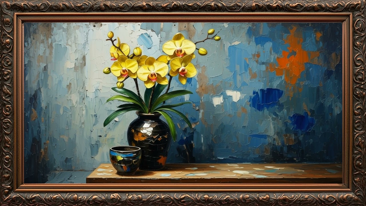 Vintage Frame oil painting of beautiful flower | #flowers #4ktvart 