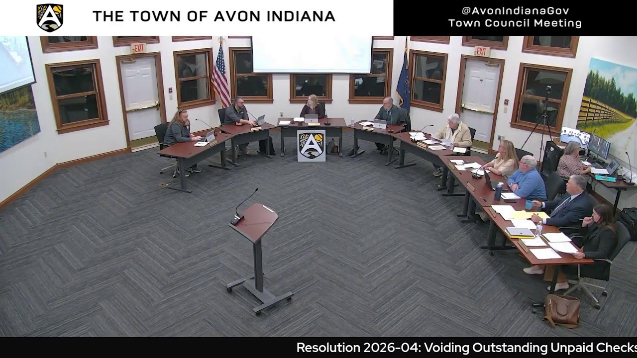 Town of Avon Indiana Town Council Meeting - January 22nd, 2026
