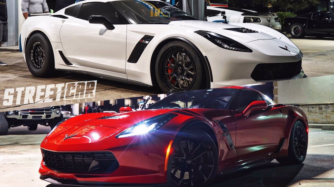 1000hp F1X C7 Z06 vs Procharged C7 GRANDSPORT vs SICK ZR1 - STREET RACE