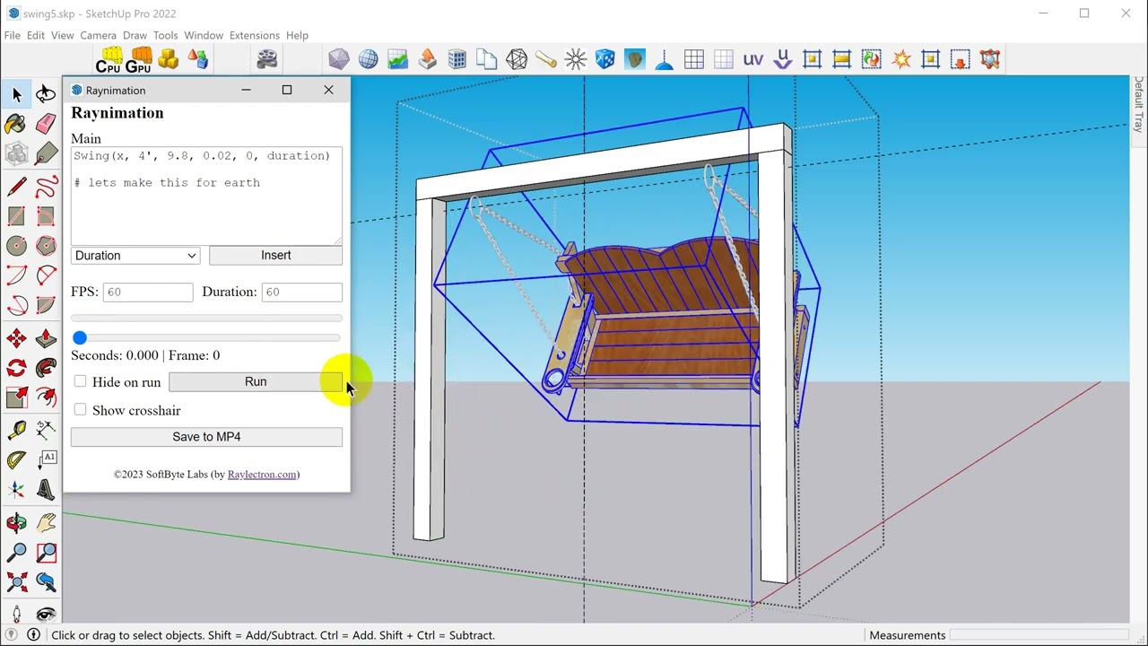 How to animate a swing in Sketchup using the 