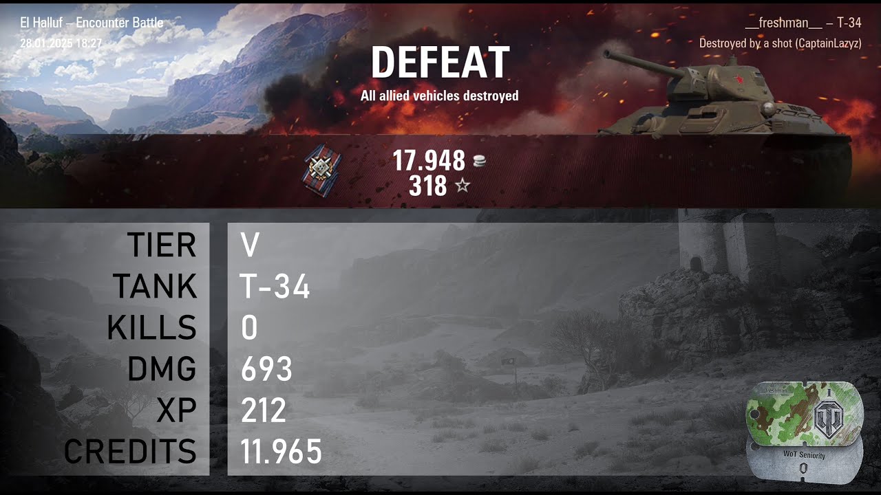[1779] T-34 / 0 kills / 693 dmg / 212 xp / 11.965 credits || World of Tanks