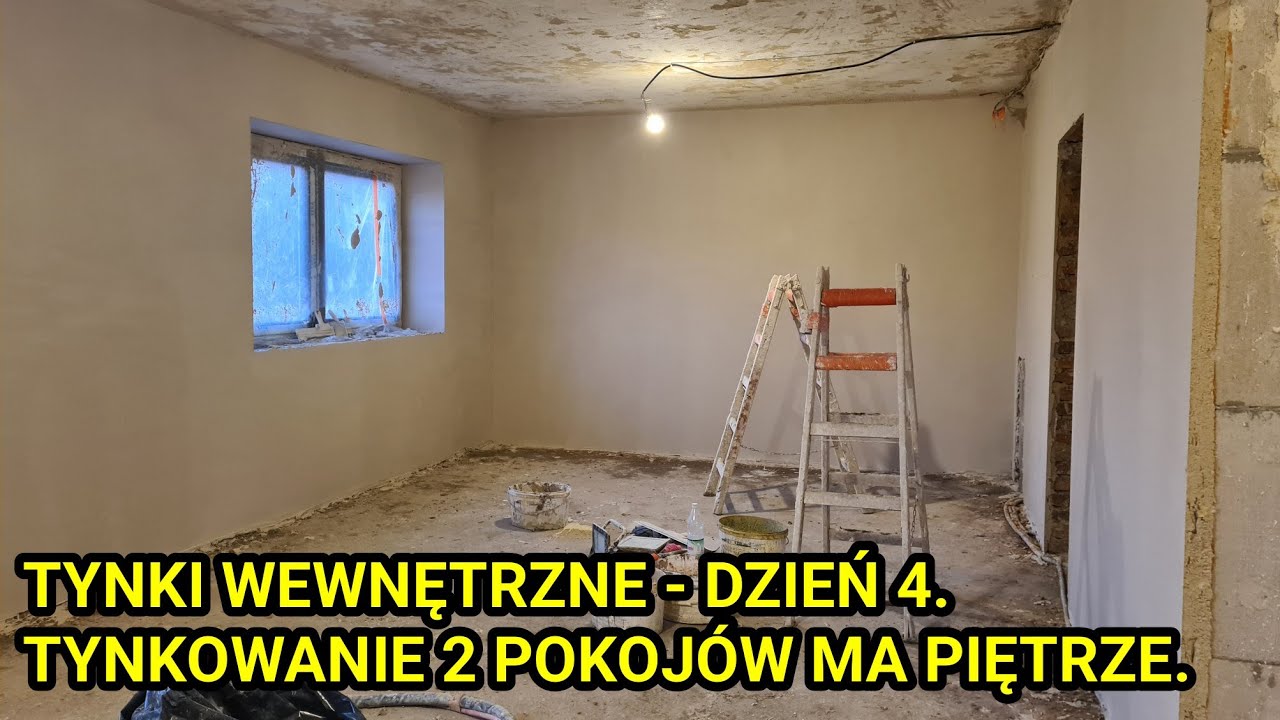 TYNKI WEWNĘTRZNE dzień 4. Tynkowanie ścian w pokojach na piętrze.