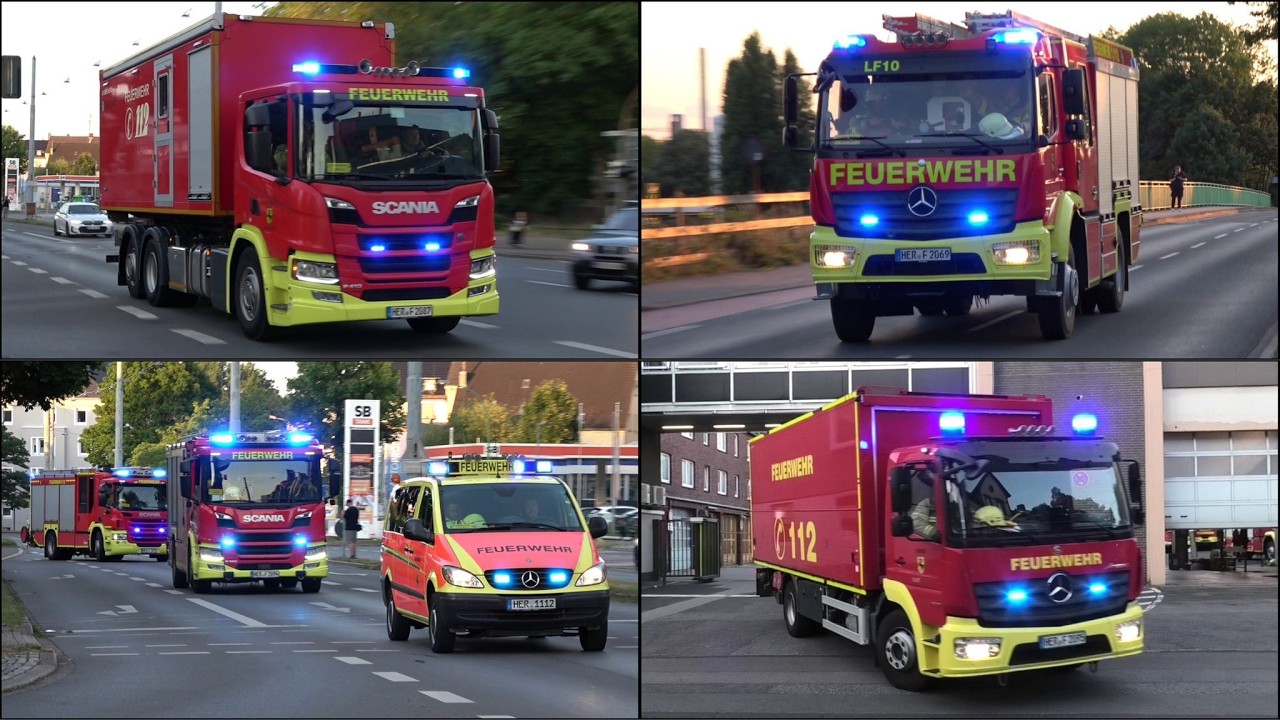 [FEUER im TUNNEL nach VERKEHRSUNFALL!] - EINSATZFAHFARTEN | Feuerwehr HERNE