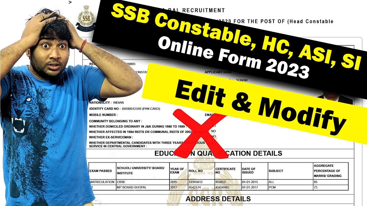 SSB Constable, HC, ASI, SI Form Correction | Edit & Modify SSB Constable, HC, ASI, SI Form 2023