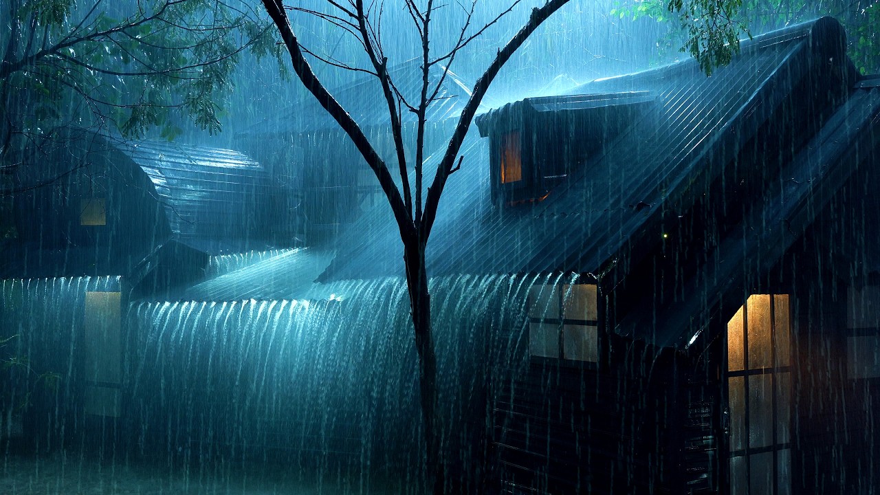 Beat Sleeplessness in 3 Minutes with Heavy Rain & Steady Thunder Covering the Dark Forest at Night