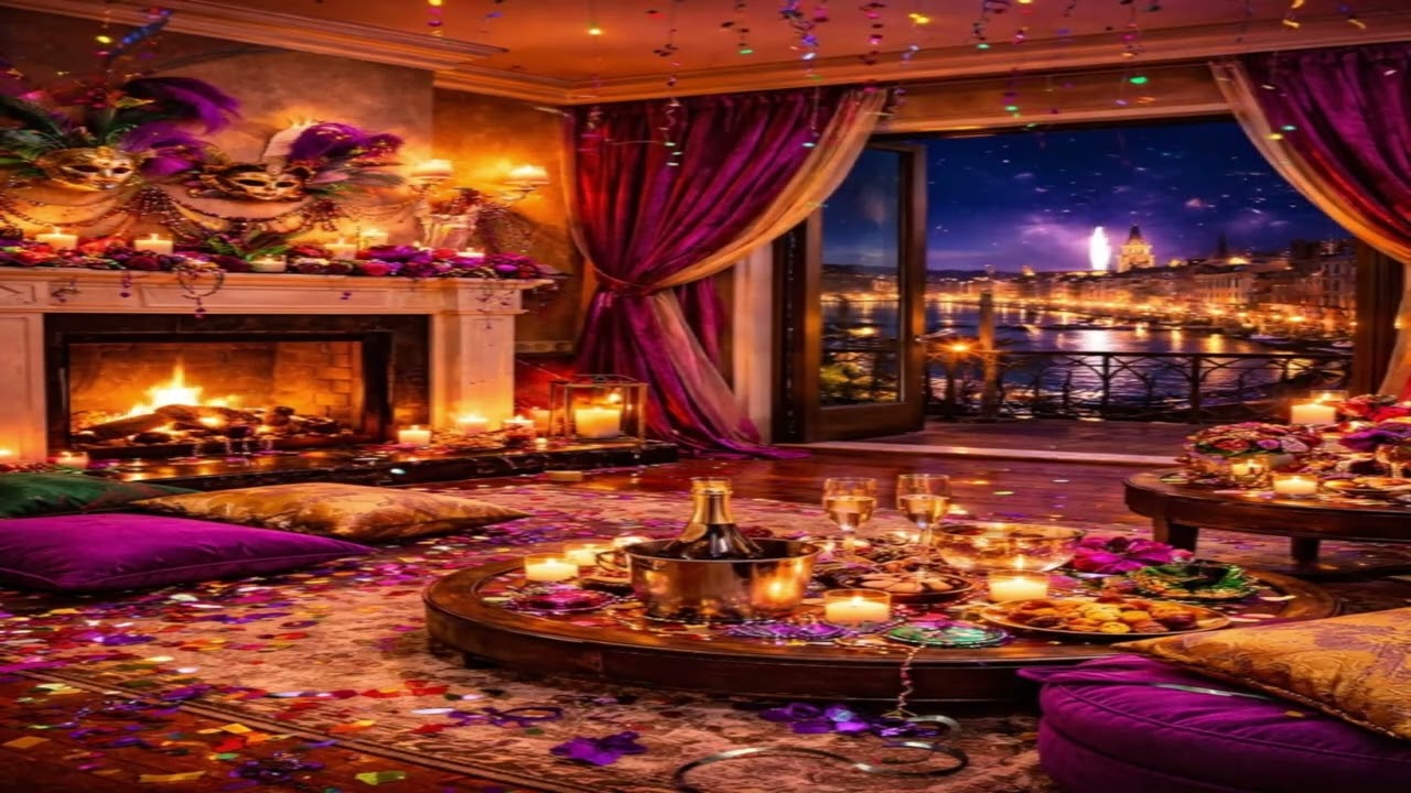 3 Hours Fireplace Sounds🔥 | Carnival Room Ambience🎭🎉