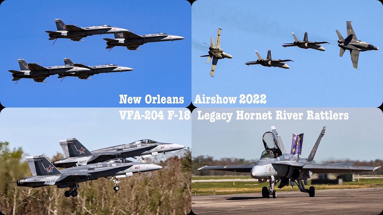 VFA-204 River Rattlers F-18 Hornets — Авиашоу в Новом Орлеане 2022 [ПОЛНАЯ ДЕМОНСТРАЦИЯ]