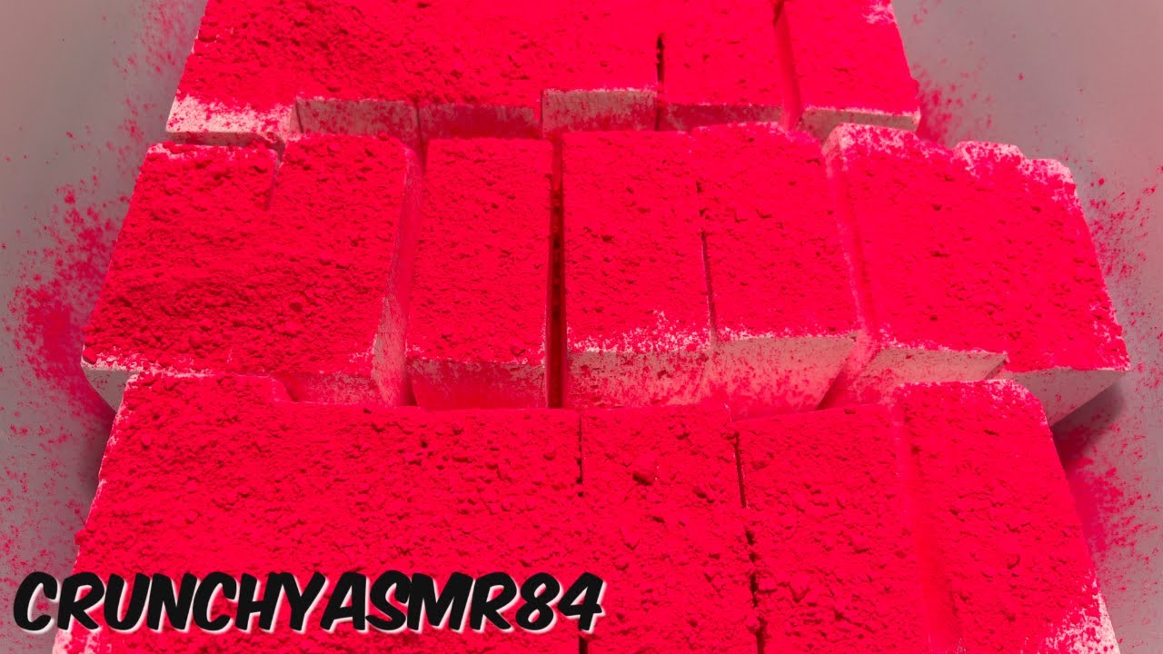 20 Blocks of Soft Chalk w/Neon Pink Pigment | Oddly Satisfying | ASMR | Sleep Aid