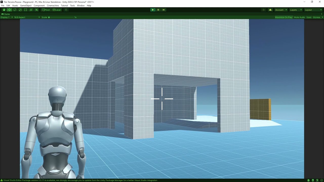 Sisteminha de tiro usando o controlador em terceira pessoa da Unity