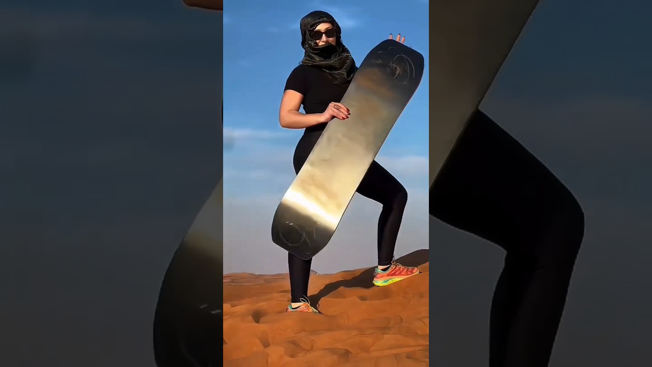 Stunning Girls Sandboarding in Dubai Desert Safari 😍🏜️ #saharadesert #desertsafari #sandboarding