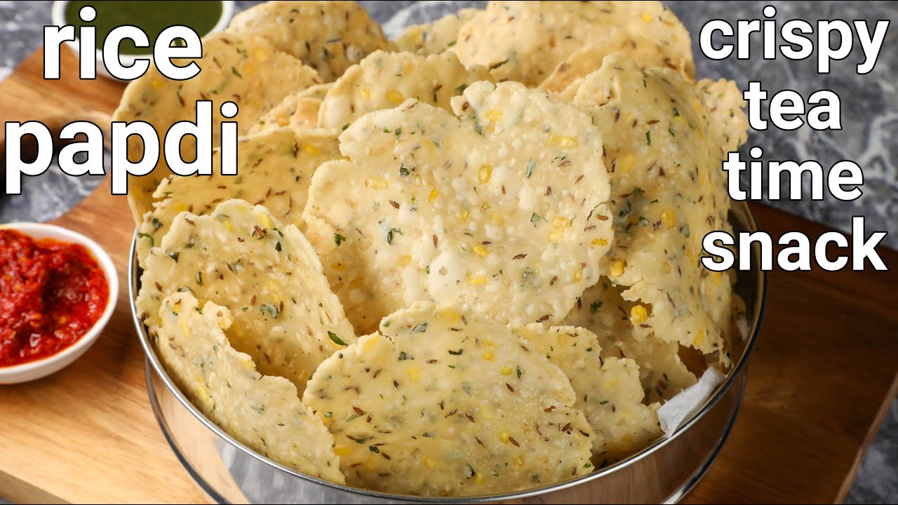 crispy & crunchy rice papdi recipe - bakery style | tea time snack chawal ki papdi - hebbars