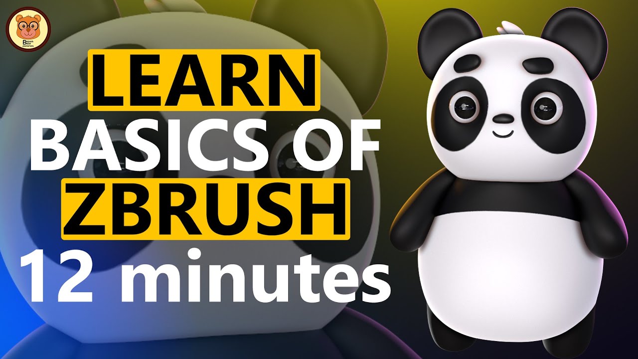LEARN ZBRUSH IN 12 MINUTES FOR BEGINNERS (PANDA SCULPT)  BY Brown bear animation