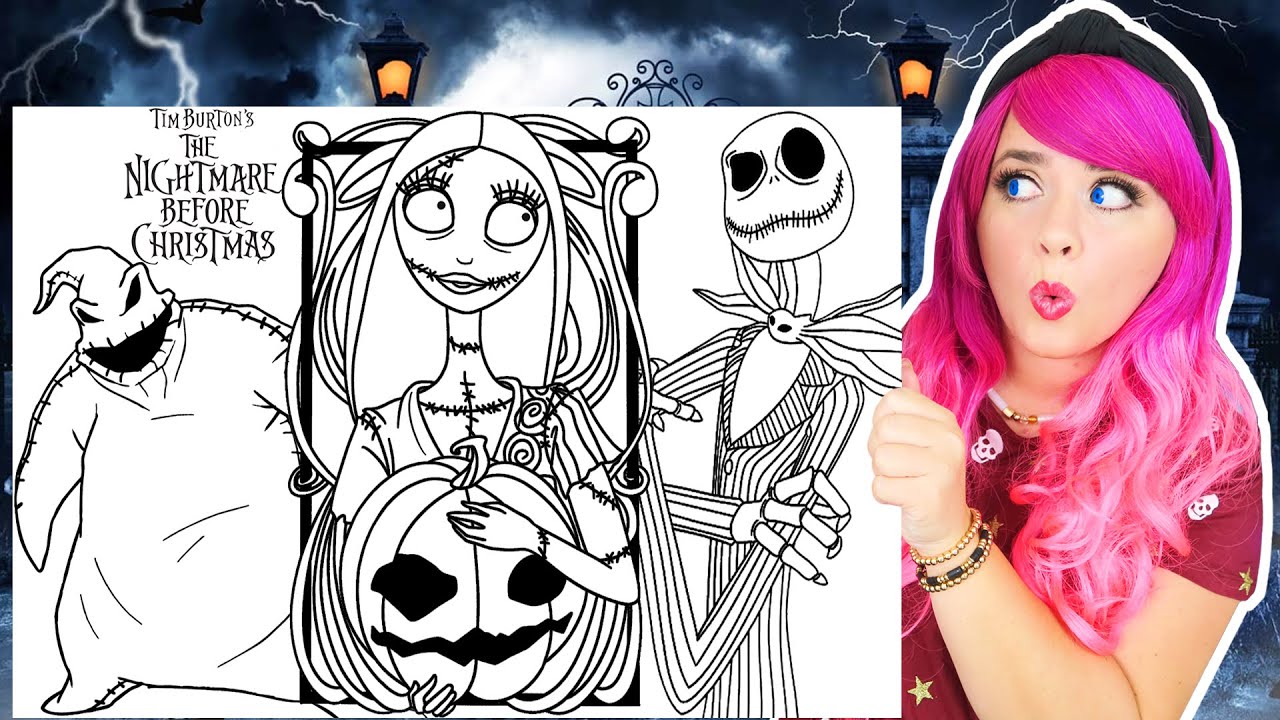 Coloring The Nightmare Before Christmas Coloring Pages | Jack Skellington, Sally & Oogie Boogie