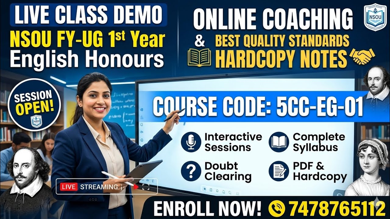 NSOU FY-UG 1st Year English Honours|Demo Live Class|5CC-EG-01|Unit -1|English or Englishes?#nsou 