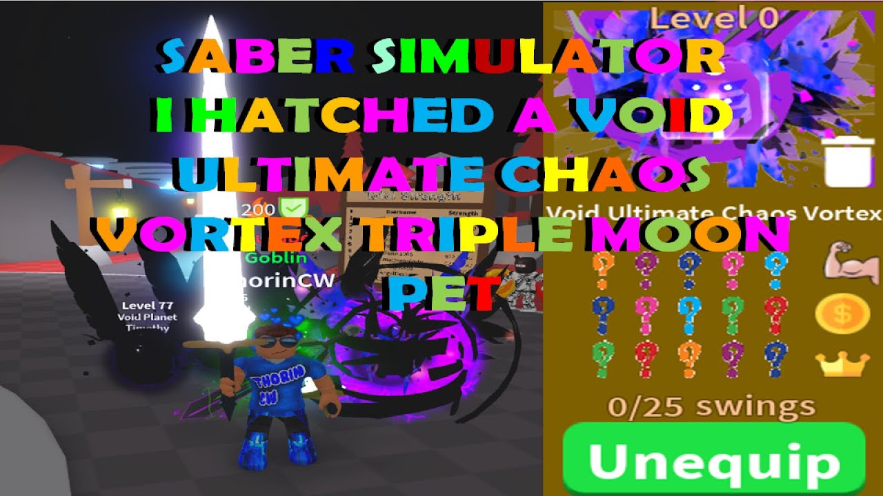 Saber Simulator I Hatched a VOID Ultimate Chaos Vortex Triple Moon Pet from island 116