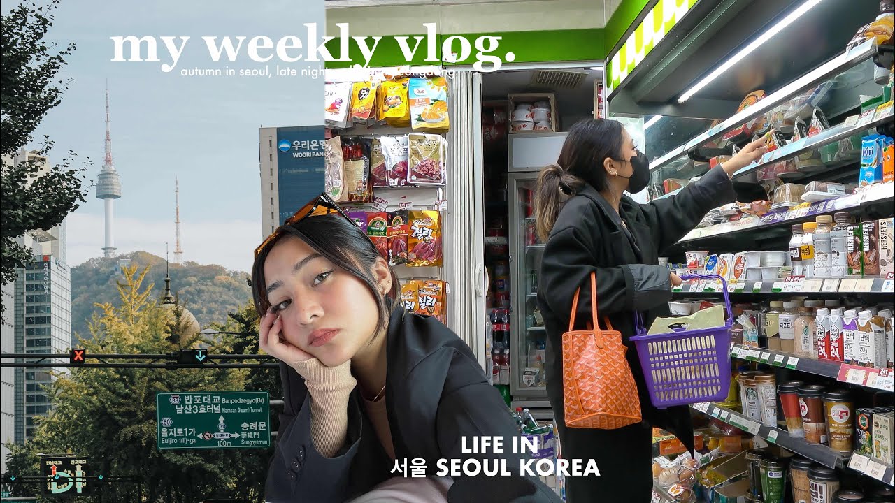 VLOG &bull; Autumn in Seoul, Late Night Walks in MyeongDong, Visiting Hongdae, Noryangjin Market & more