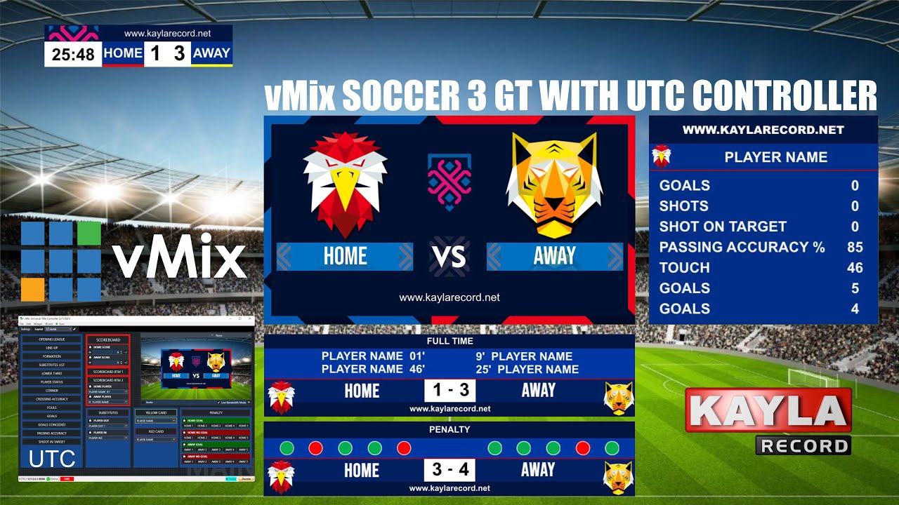 vMix Title SOCCER 3 GT with UTC CONTROLLER