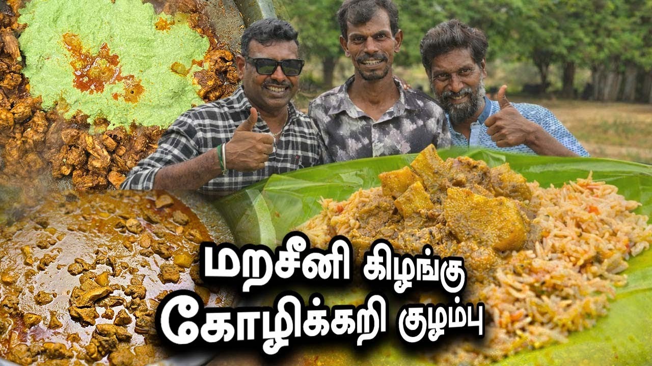 மறசீனி கிழங்கு (மரவள்ளிக்கிழங்கு) கோழிக்கறி குழம்பு 😍 Maravalli Kizhangu Chicken Curry- Lunch Recipe