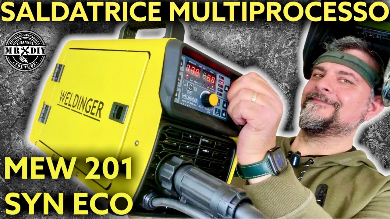 Saldatrice multiprocesso Weldinger MEW 201 SYN ECO e troncatrice per metallo TJ3000. Muscarella