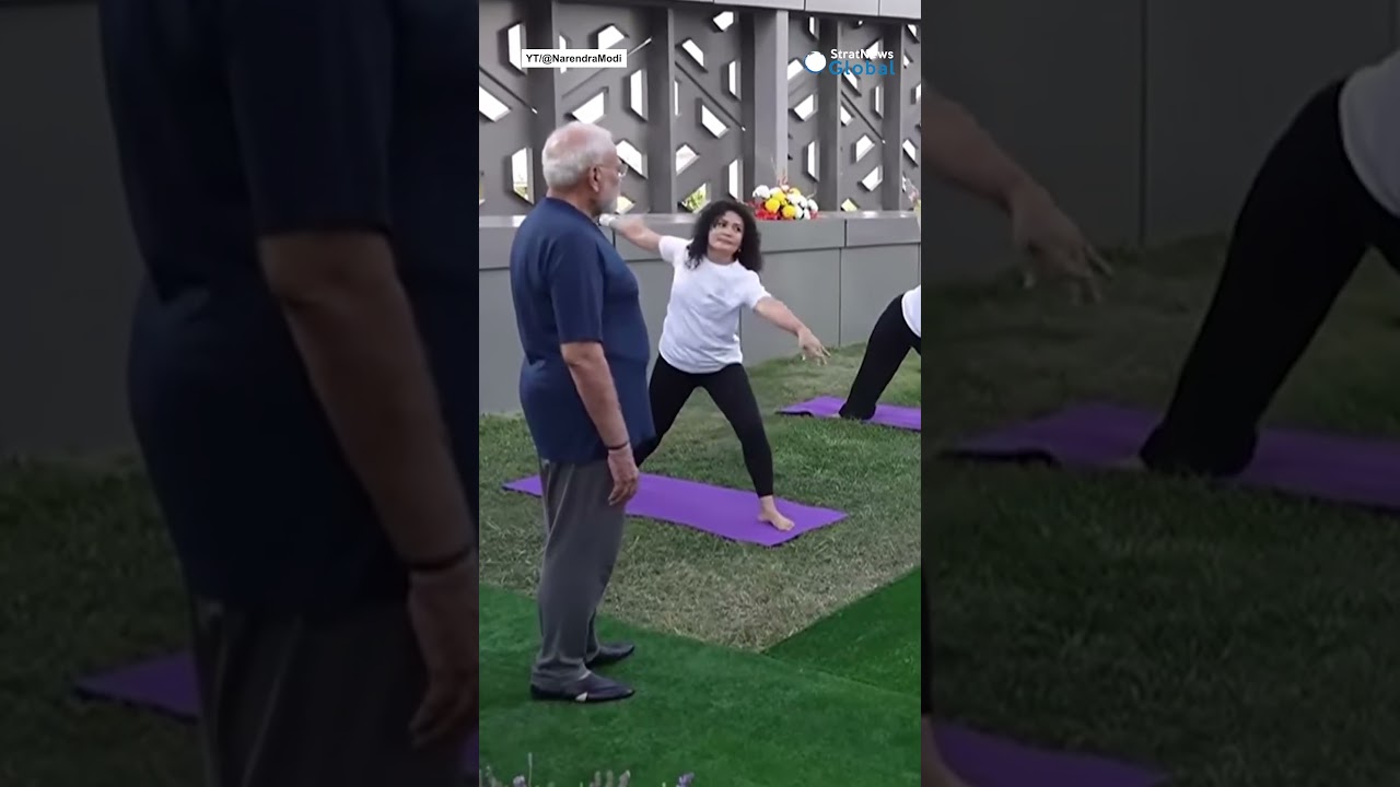 PM Modi joins yoga session during visit to Tashkent, Uzbekistan | #shorts #modi #india #uzbekistan
