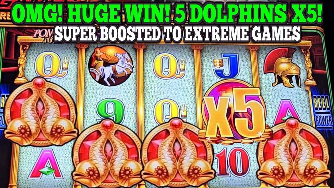 WOW! HUGE WIN! 5 DOLPHINS X5 AND MORE ON POMPEII GOLD SLOT | Wonder 4 Boost Slot | Las Vegas Slots