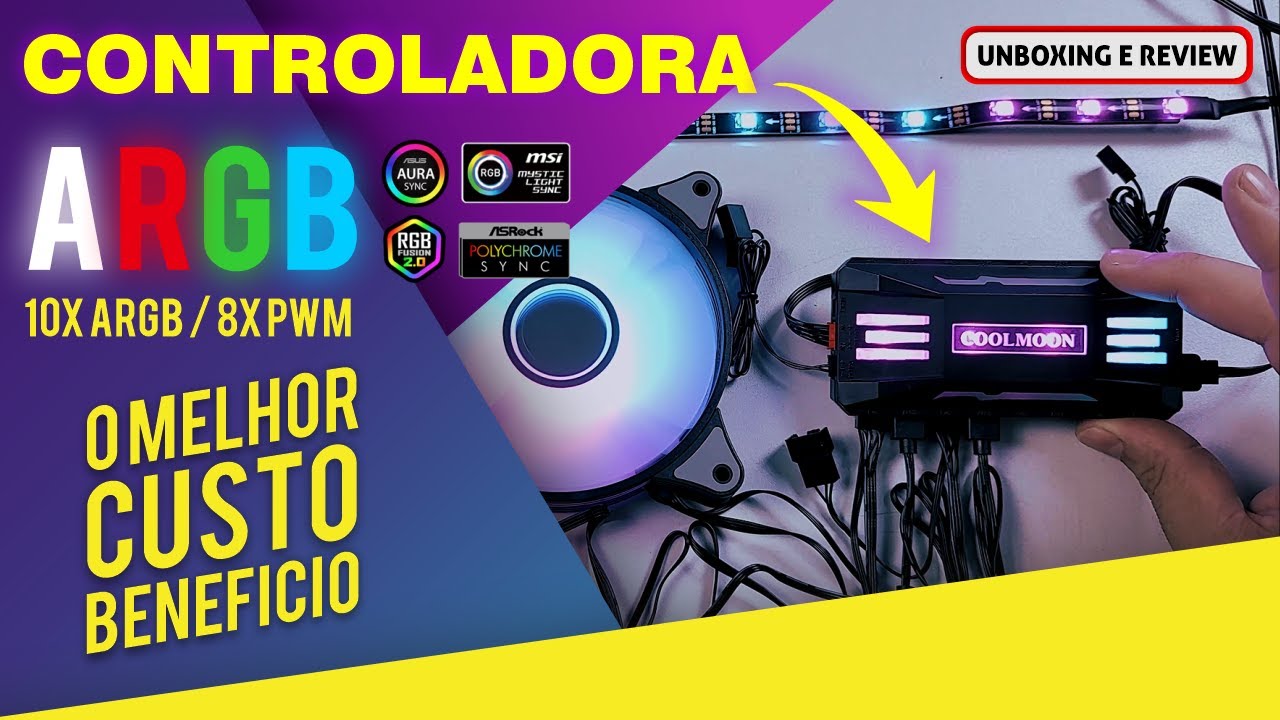 CONTROLADORA COOLMOON ARGB 5V e PWM 12V - A NOVA RAINHA do CUSTO BENEFÍCIO - UNBOXING e REVIEW