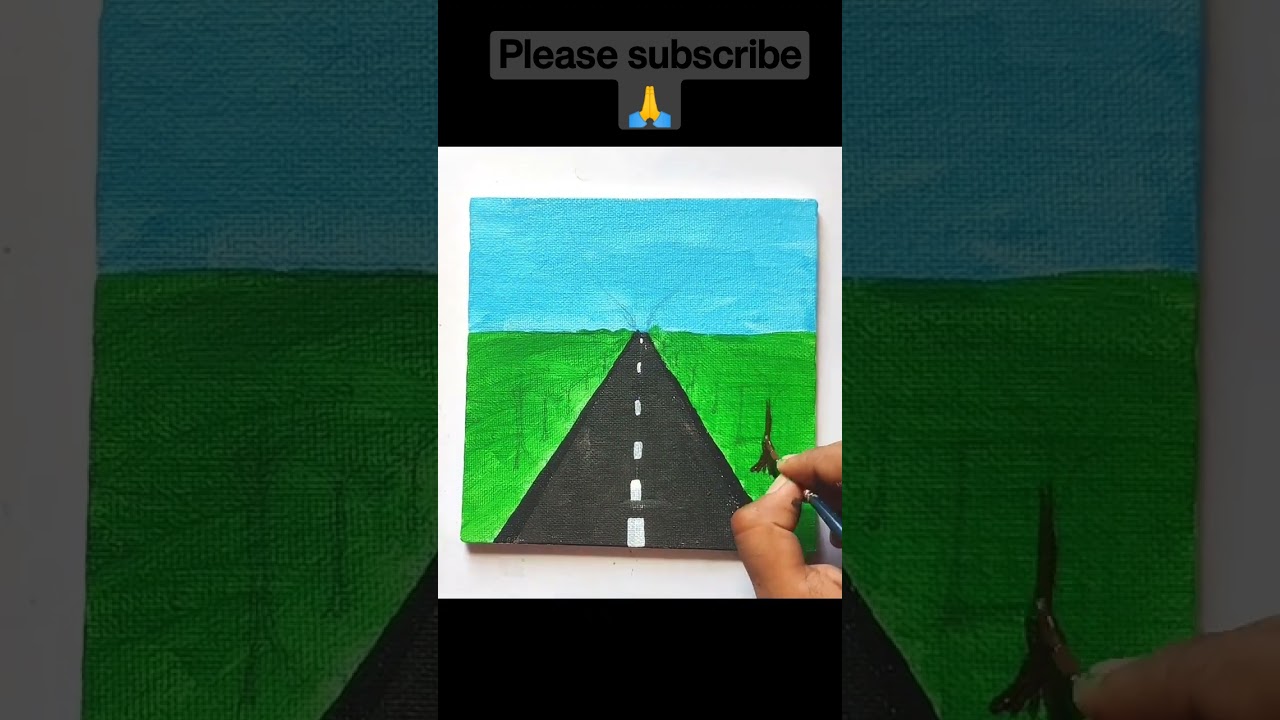 Tree And Road Acrylic painting| Easy Technique For Beginners| Water Colour Painting Step By Step.