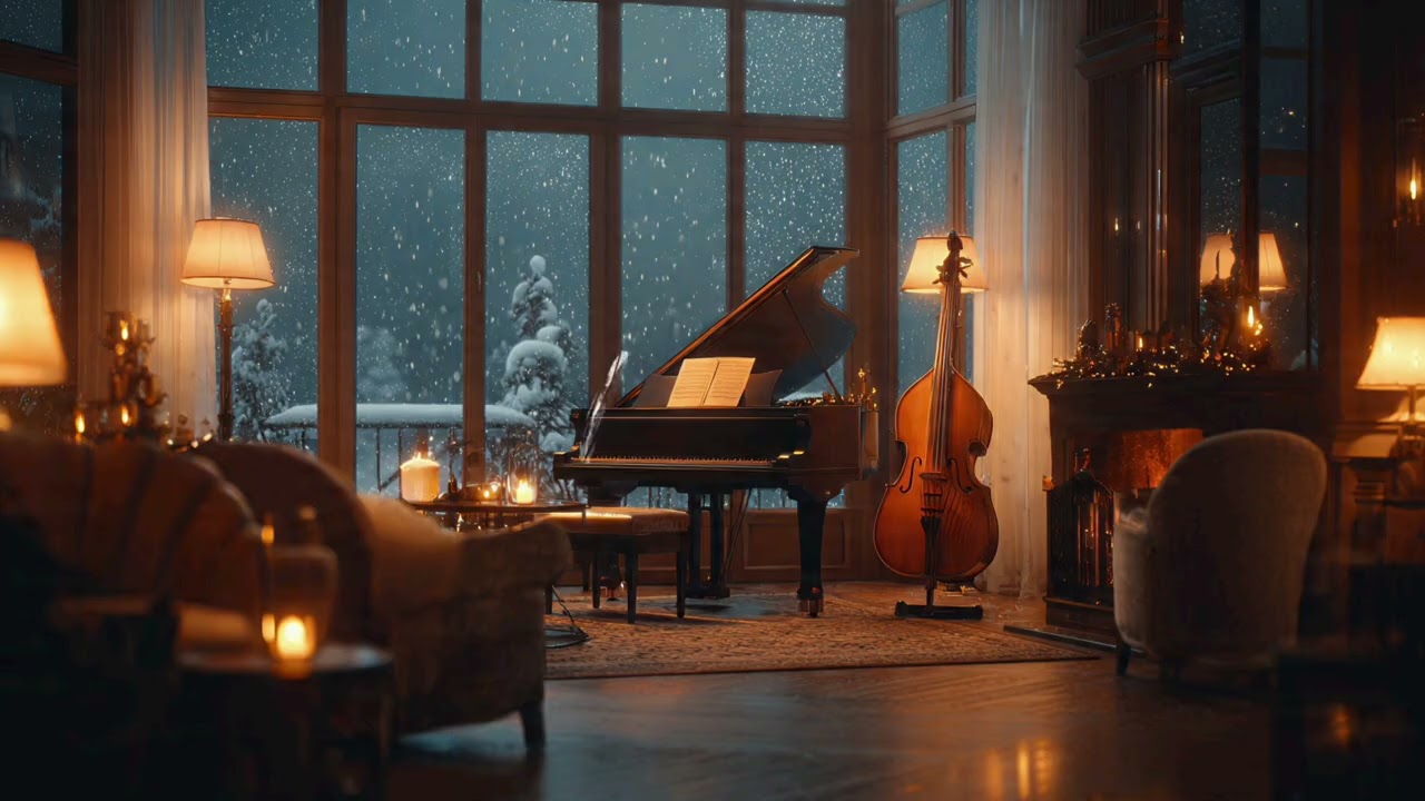 Candlelight Shadows: Intimate Jazz Piano in a Deserted Lounge with Warm Mahogany Glow ✨