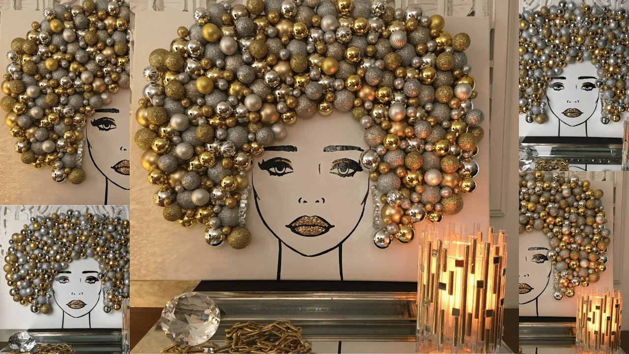 GLITZY GLAM CANVAS GIRL #1 | DIY 3D WALL ART IDEAS | DOLLAR TREE & MICHAEL'S DIY HOME DECOR