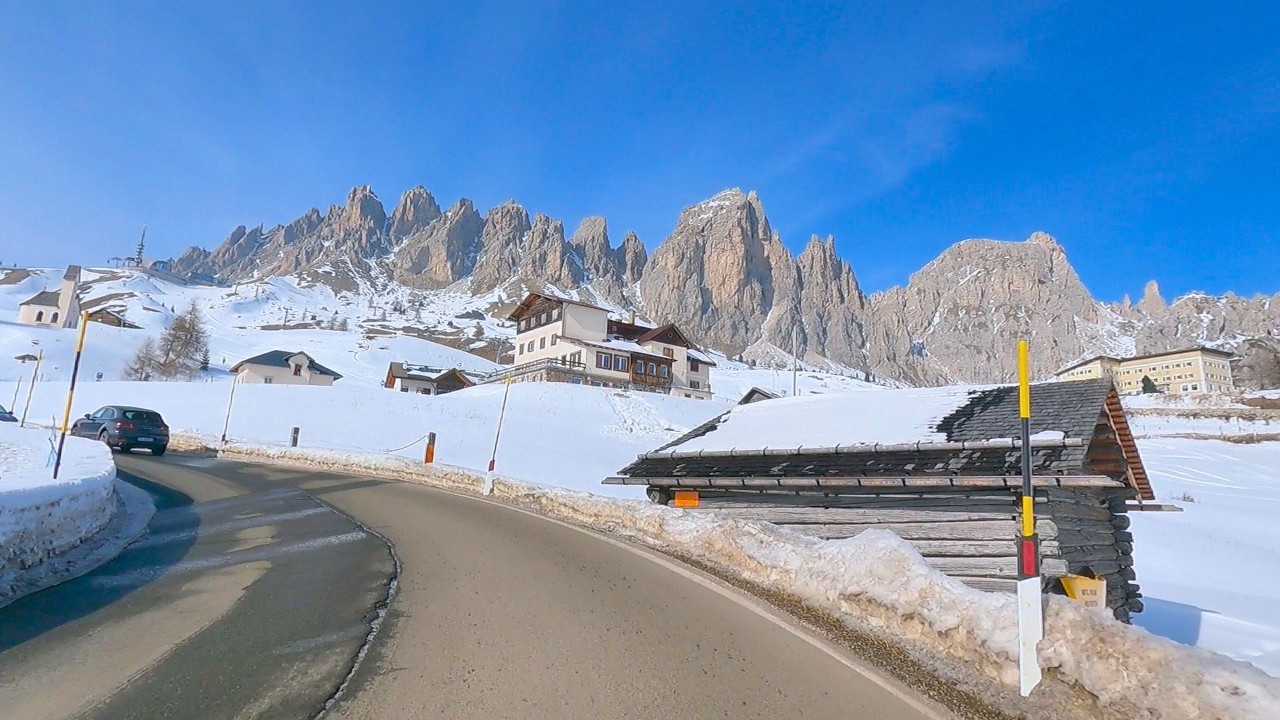 VAL GARDENA - ALTA BADIA Scenic Drive In Winter | Dolomites Italy