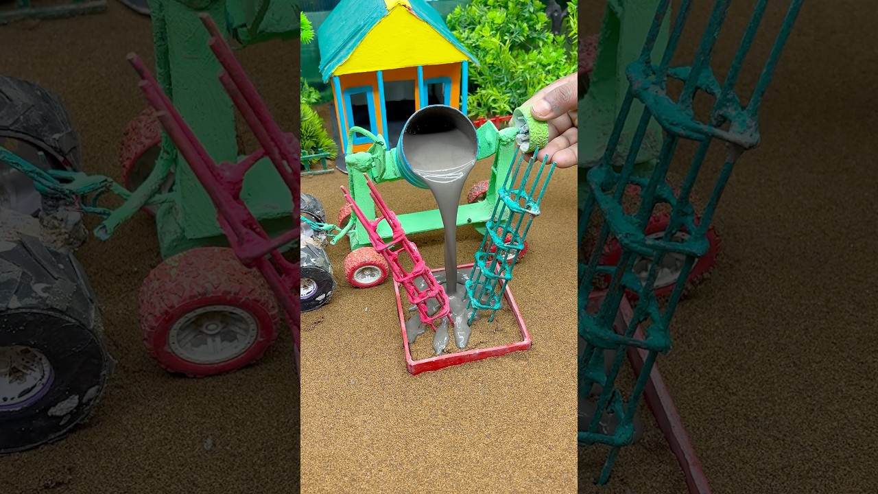 Amazing Mini Tractor Pillar Making Machine 🚜 | Real Working DIY Construction #shorts #diy