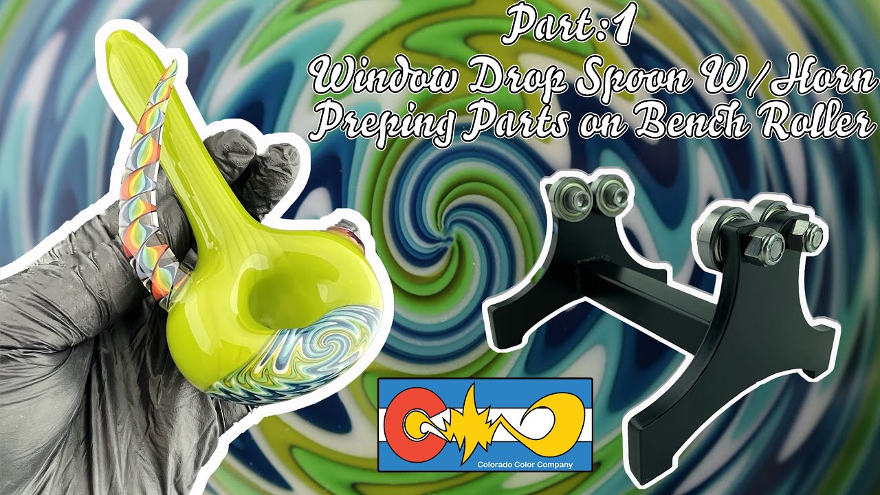 Window Drop Spoon W/Horn  Part 1- Colorado Color Company Glass Blowing tutorial - How to make a pipe