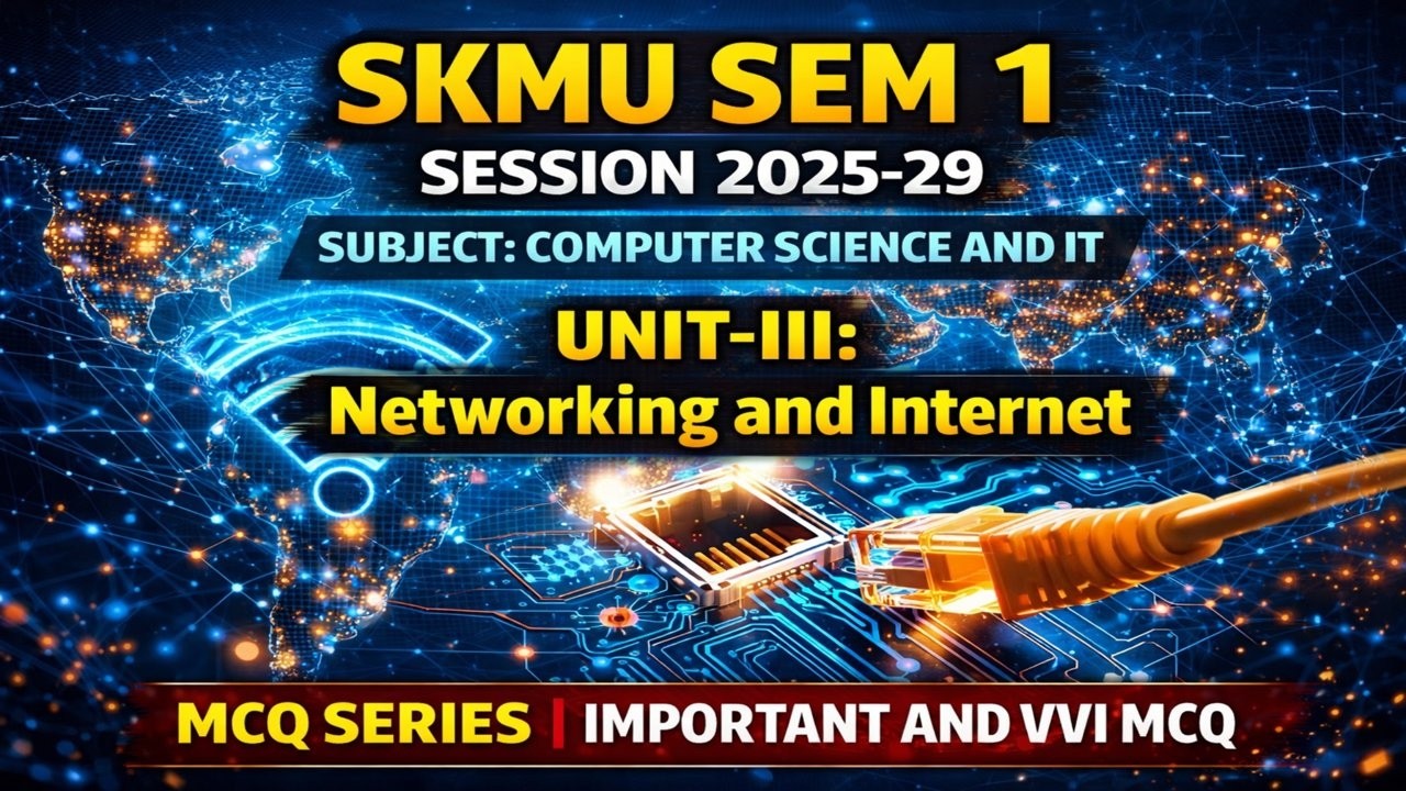 👉 SKMU Sem 1 Computer Science Unit 3 | Networking & Internet MCQ Series