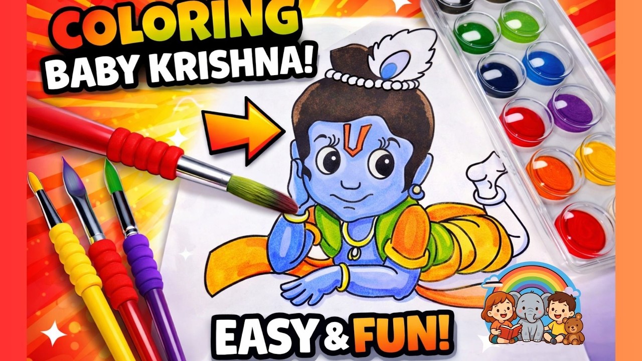 Coloring Baby Krishna 🎨 | Easy & Fun Bal Krishna Art for Kids